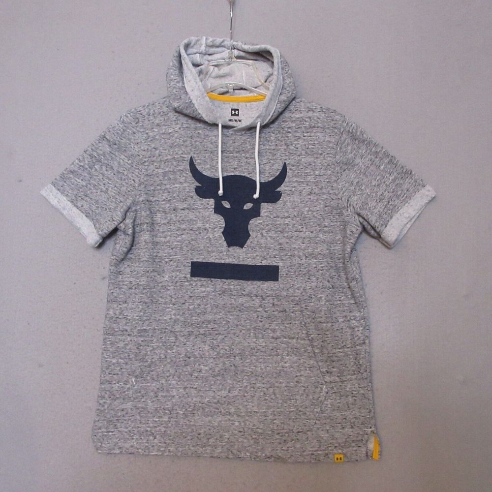 Under Armour Hoodie Sweatshirt Men Medium Gray Project Short Sleeve Logo Fitness